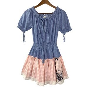 Hemant & Nandita Gingham Plaid Off Shoulder Dress